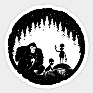 Bigfoot Ufo Alien Peace Sign Sticker